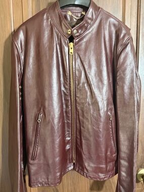 Vintage 1970’s Men Biker Genuine Leather Jacket Burgundy CafeRacer size 42